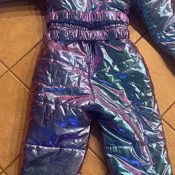 Dolls Kill Iridescent Ski Jacket with Black Faux Fur Hood - Picture 10 of 13